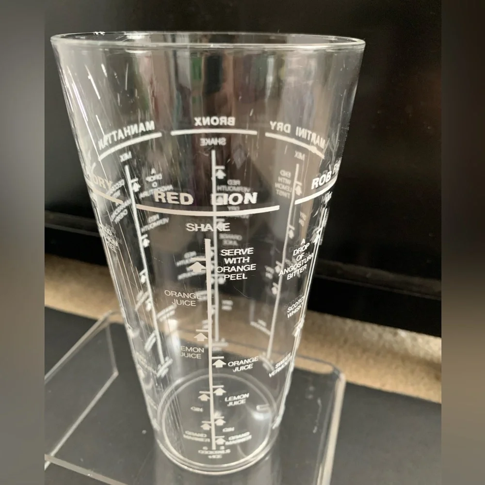 Drink Mixer Tumbler Cup Cocktails Cheat Sheet Clear Plastic Tall